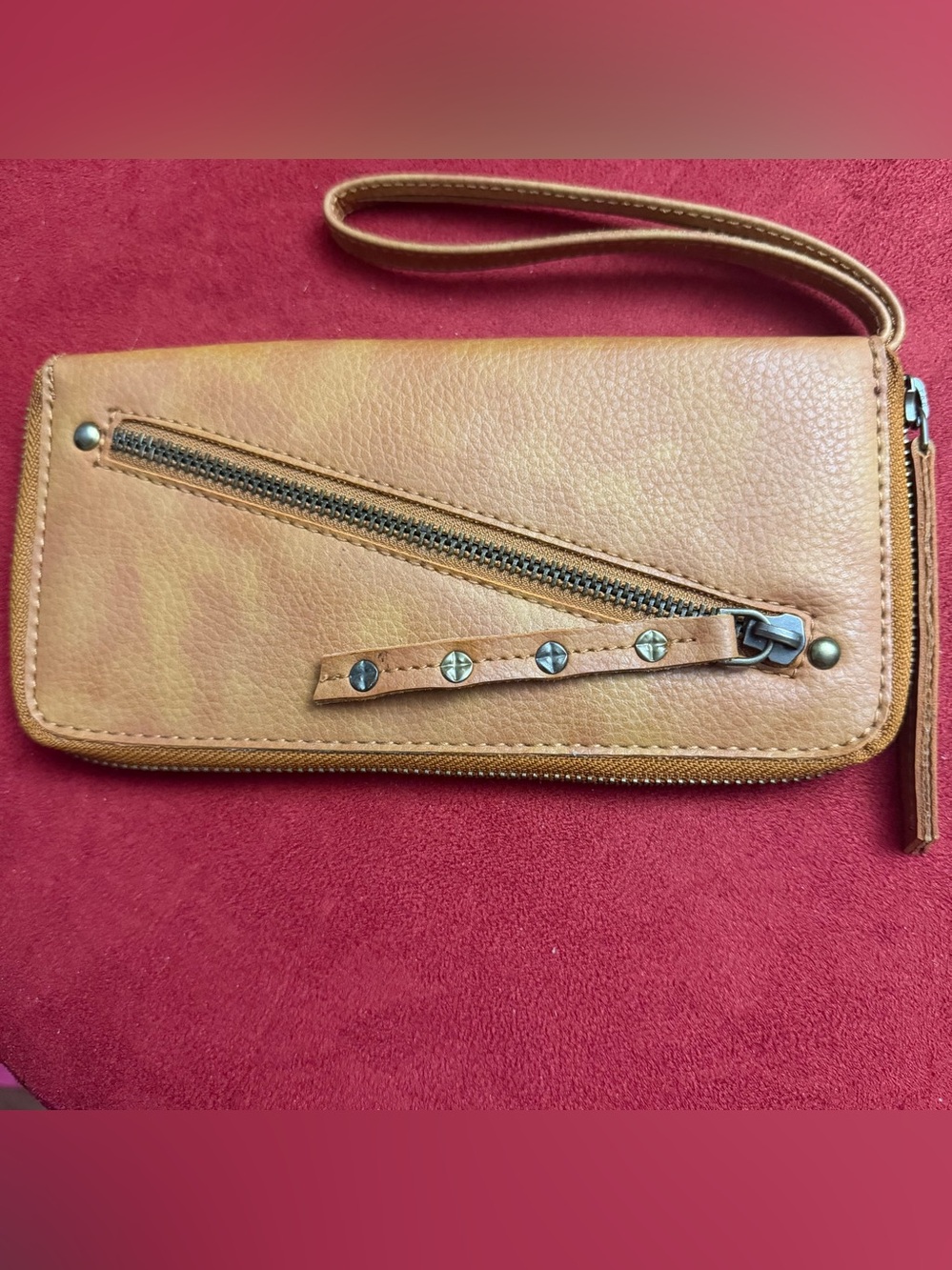 Free People Tan Vegan Leather Wristlet Clutch
